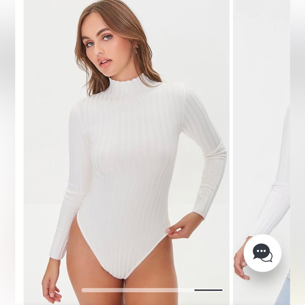 Lettuce-Edge Mock Neck Bodysuit